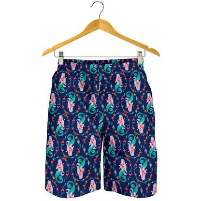 Mermaid Girl Cute Design Print Mens Shorts-JTAMIGO.COM