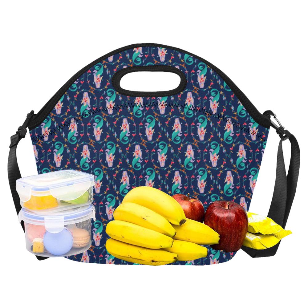 Mermaid Girl Cute Design Print Neoprene Lunch Bag (Model 1669)(Large)-JTAMIGO.COM