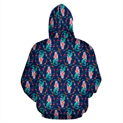 Mermaid Girl Cute Design Print Pullover Hoodie