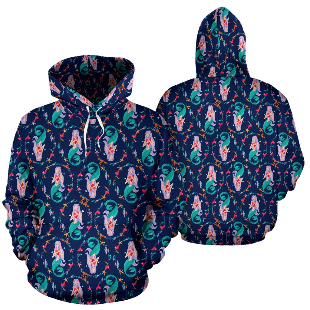 Mermaid Girl Cute Design Print Pullover Hoodie