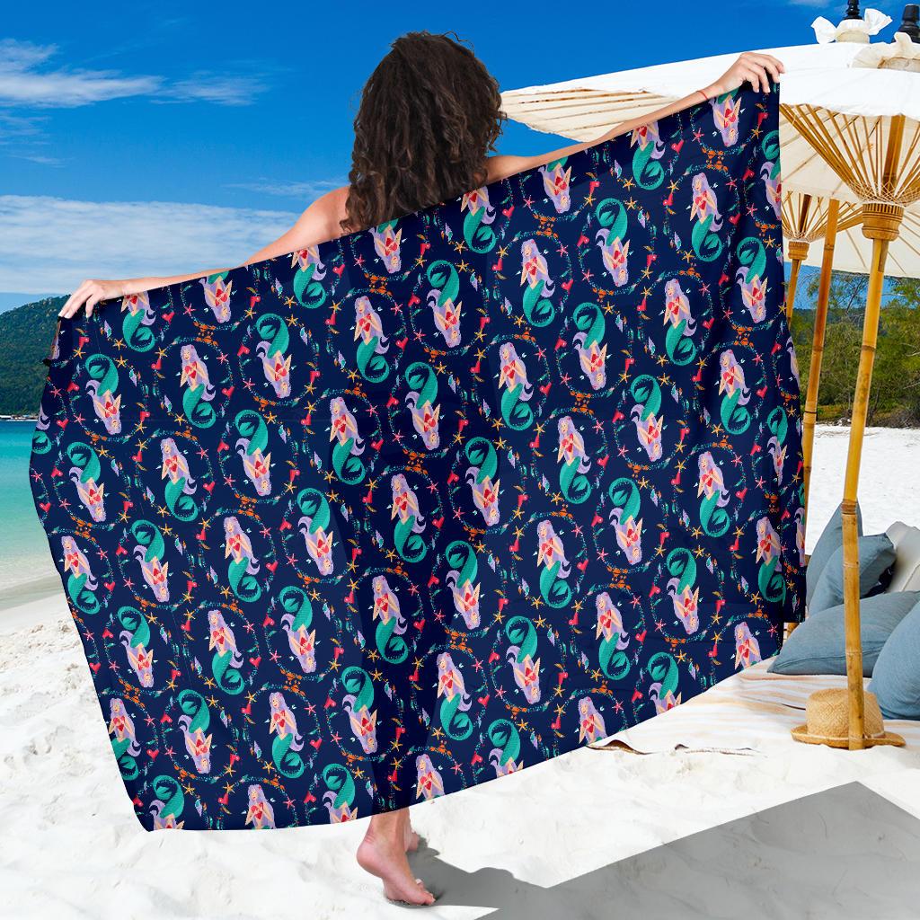Mermaid Girl Cute Design Print Sarong Pareo Wrap
