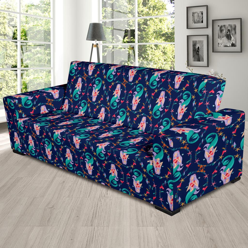 Mermaid Girl Cute Design Print Sofa Slipcover-JTAMIGO.COM