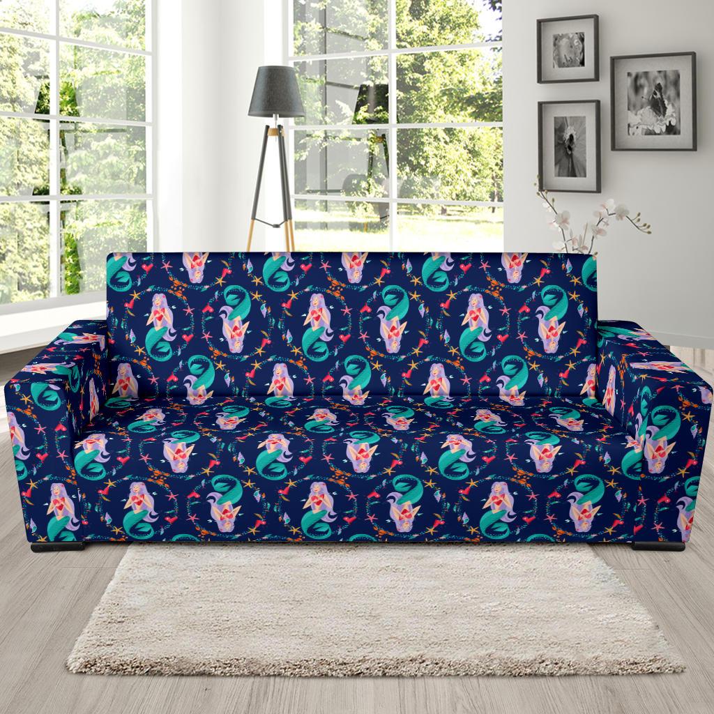 Mermaid Girl Cute Design Print Sofa Slipcover-JTAMIGO.COM