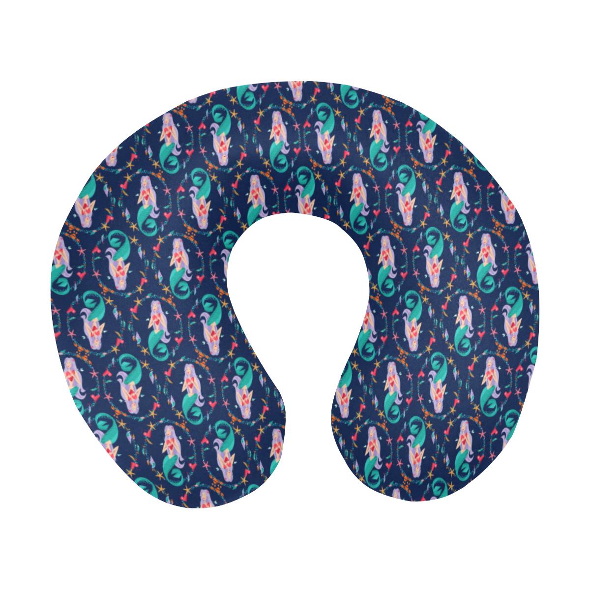 Mermaid Girl Cute Design Print U-Shaped Travel Neck Pillow-JTAMIGO.COM