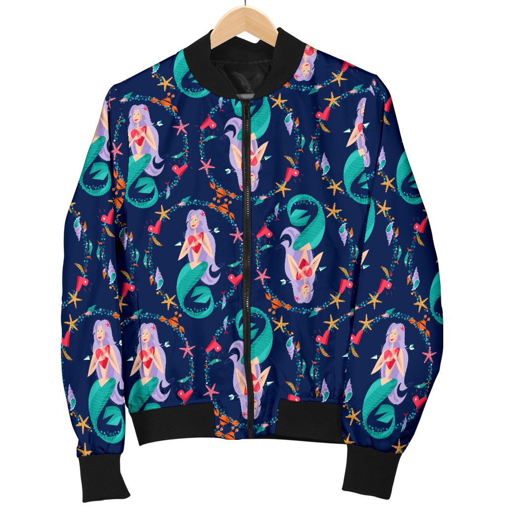 Mermaid Girl Cute Design Print Women Casual Bomber Jacket