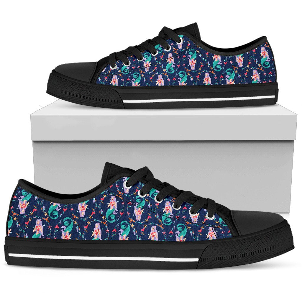 Mermaid Girl Cute Design Print Women Low Top Shoes