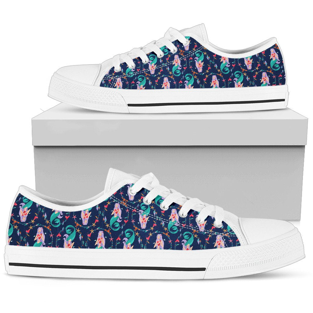 Mermaid Girl Cute Design Print Women Low Top Shoes