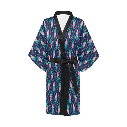 Mermaid Girl Cute Design Print Women Short Kimono Robe