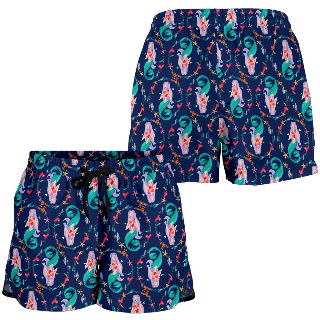 Mermaid Girl Cute Design Print Women Shorts-JTAMIGO.COM