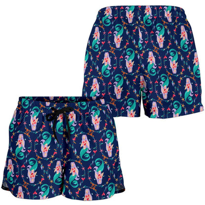Mermaid Girl Cute Design Print Women Shorts-JTAMIGO.COM