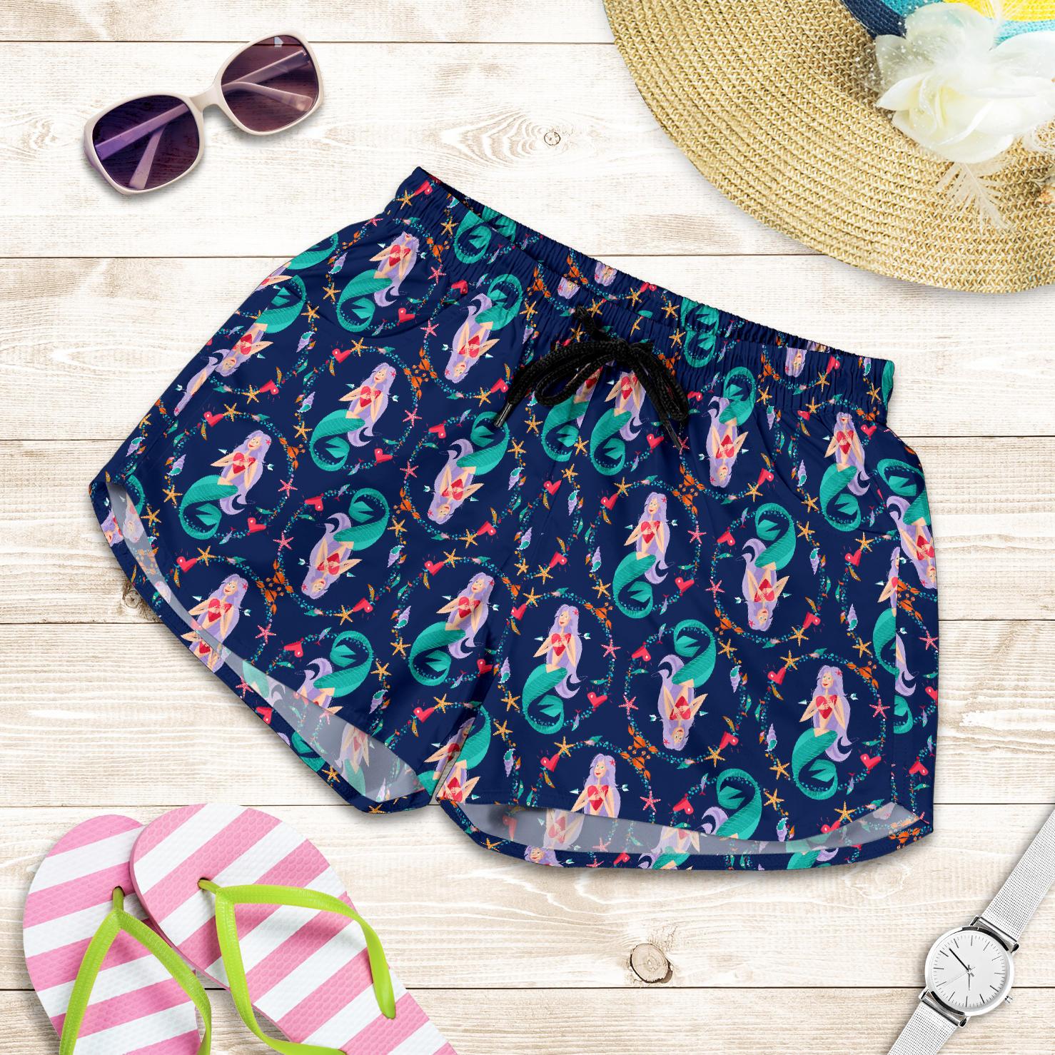 Mermaid Girl Cute Design Print Women Shorts-JTAMIGO.COM