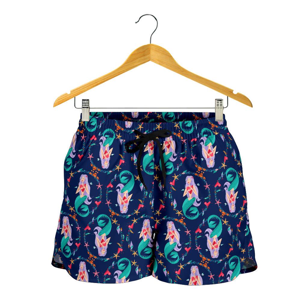 Mermaid Girl Cute Design Print Women Shorts-JTAMIGO.COM