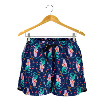 Mermaid Girl Cute Design Print Women Shorts-JTAMIGO.COM