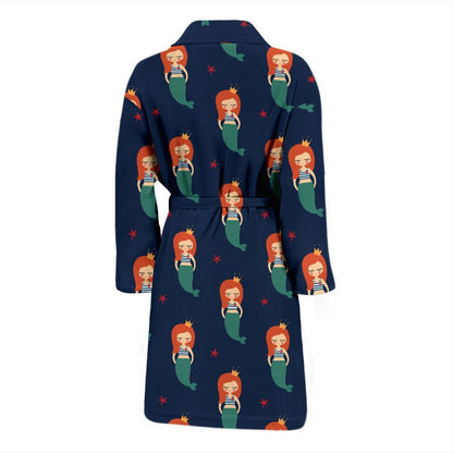 Mermaid Girl Pattern Print Design 01 Men Bathrobe-JORJUNE.COM