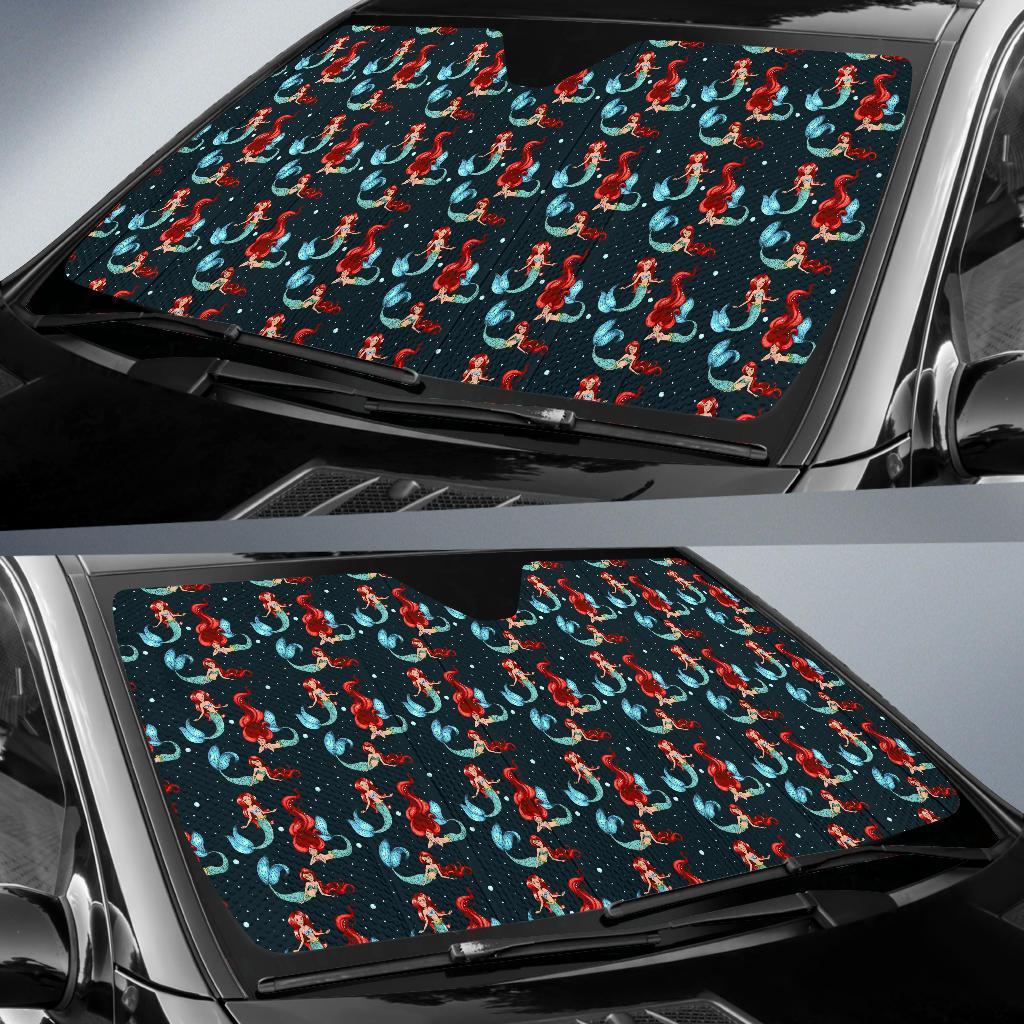 Mermaid Girl Themed Design Print Car Sun Shade For Windshield