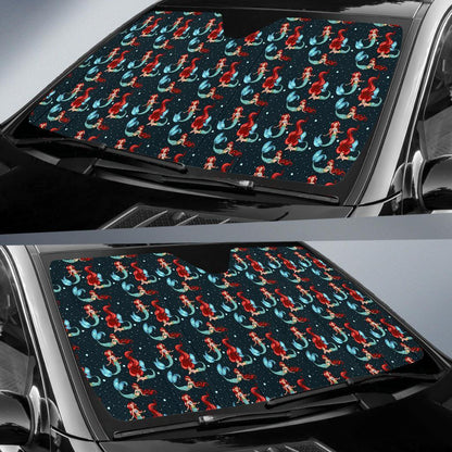 Mermaid Girl Themed Design Print Car Sun Shade For Windshield