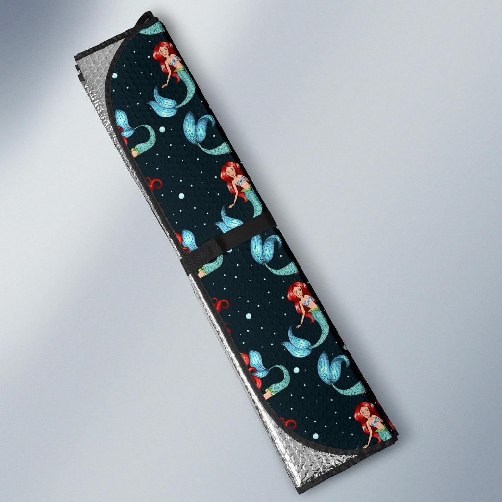 Mermaid Girl Themed Design Print Car Sun Shade For Windshield