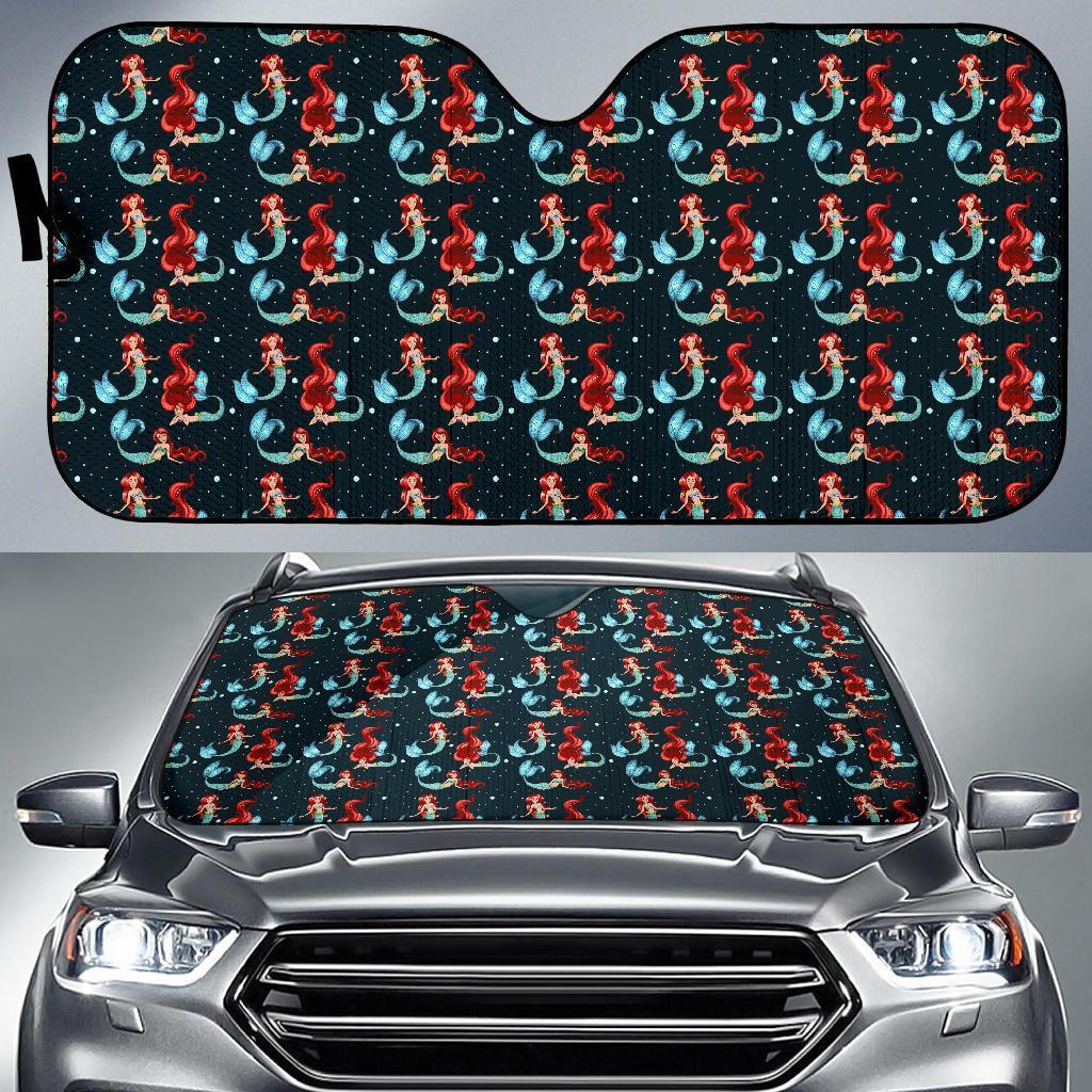 Mermaid Girl Themed Design Print Car Sun Shade For Windshield
