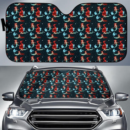 Mermaid Girl Themed Design Print Car Sun Shade For Windshield