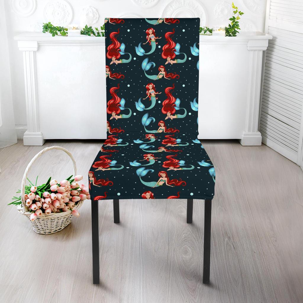 Mermaid Girl Themed Design Print Dining Chair Slipcover-JTAMIGO.COM