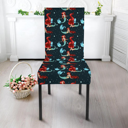 Mermaid Girl Themed Design Print Dining Chair Slipcover-JTAMIGO.COM