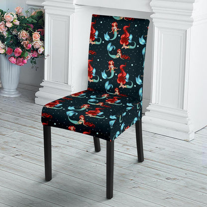 Mermaid Girl Themed Design Print Dining Chair Slipcover-JTAMIGO.COM