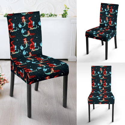 Mermaid Girl Themed Design Print Dining Chair Slipcover-JTAMIGO.COM
