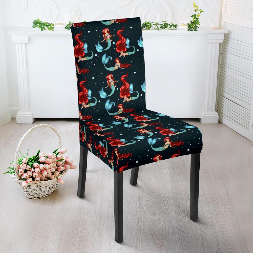 Mermaid Girl Themed Design Print Dining Chair Slipcover-JTAMIGO.COM