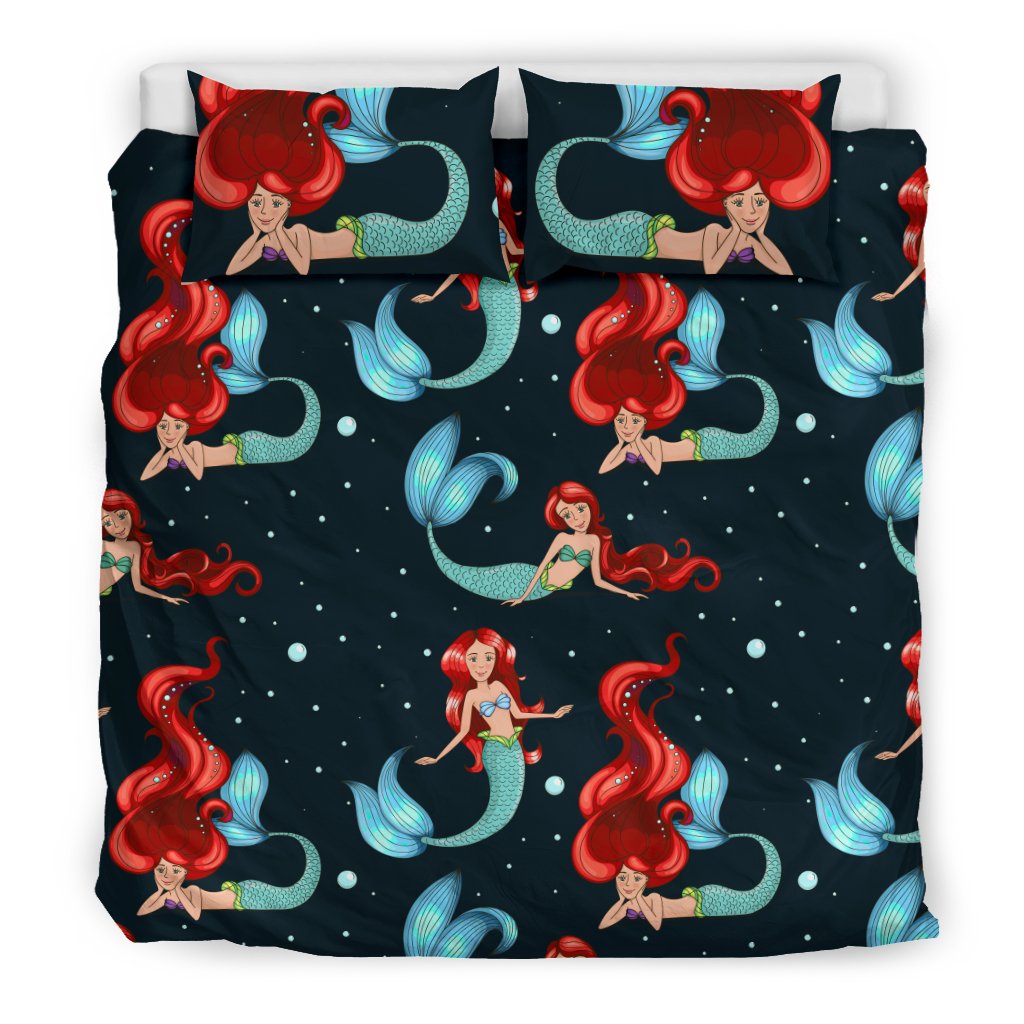 Mermaid Girl Themed Design Print Duvet Cover Bedding Set