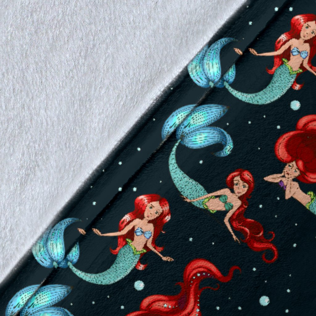 Mermaid Girl Themed Design Print Fleece Blanket