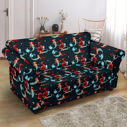 Mermaid Girl Themed Design Print Loveseat Slipcover-JTAMIGO.COM