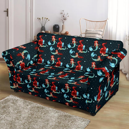 Mermaid Girl Themed Design Print Loveseat Slipcover-JTAMIGO.COM