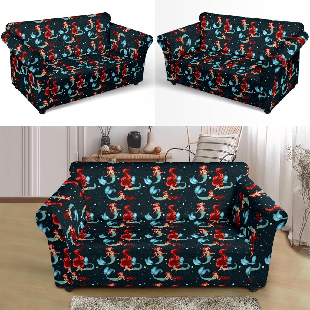 Mermaid Girl Themed Design Print Loveseat Slipcover-JTAMIGO.COM