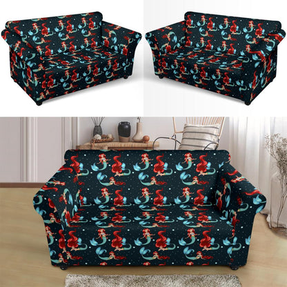 Mermaid Girl Themed Design Print Loveseat Slipcover-JTAMIGO.COM