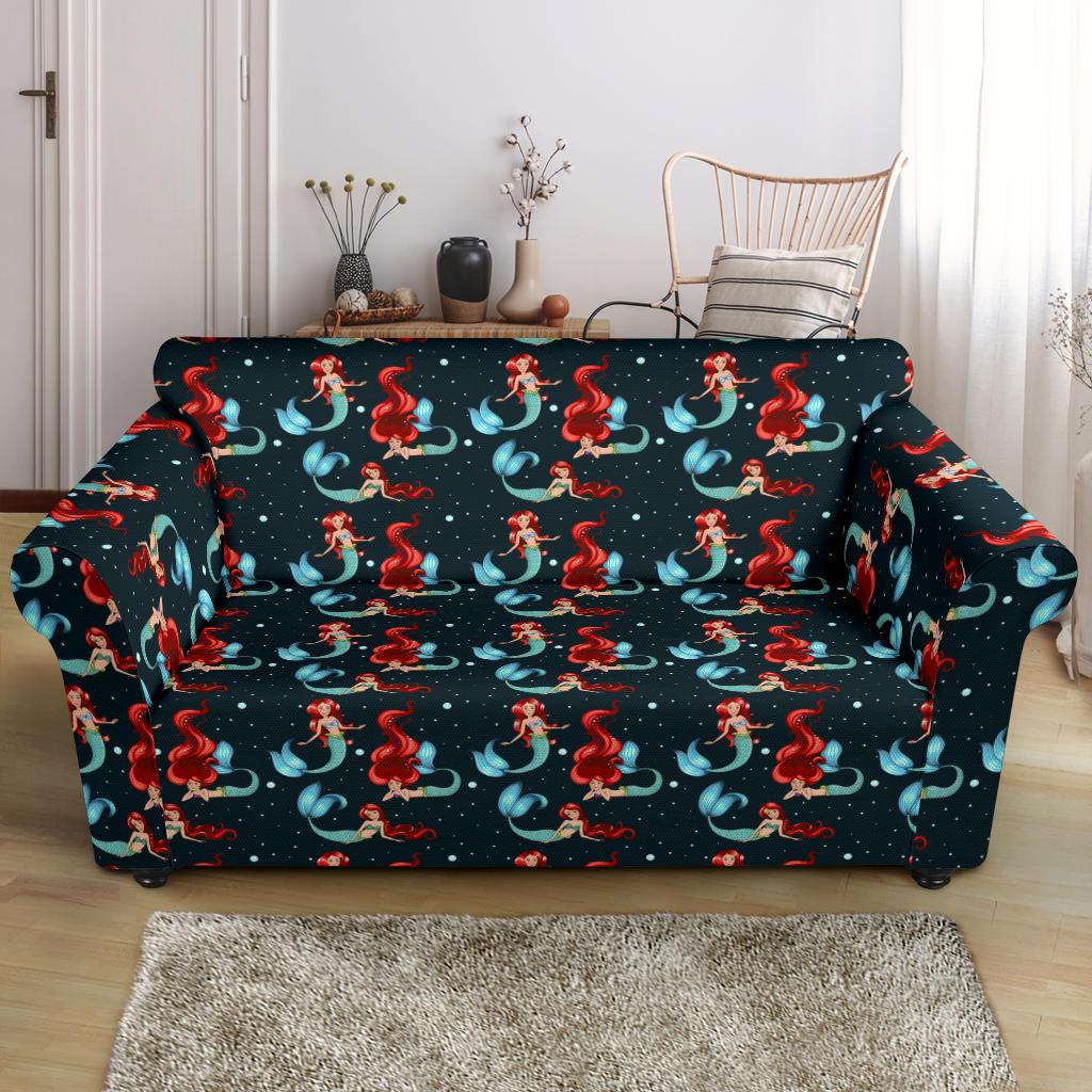 Mermaid Girl Themed Design Print Loveseat Slipcover-JTAMIGO.COM