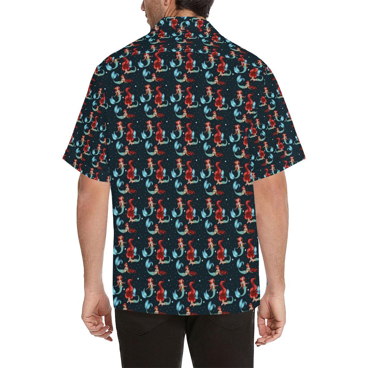 Mermaid Girl Themed Design Print Men Aloha Hawaiian Shirt