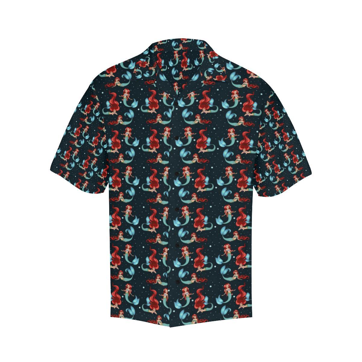 Mermaid Girl Themed Design Print Men Aloha Hawaiian Shirt