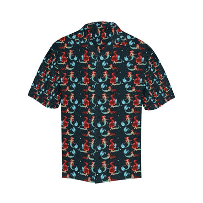 Mermaid Girl Themed Design Print Men Aloha Hawaiian Shirt
