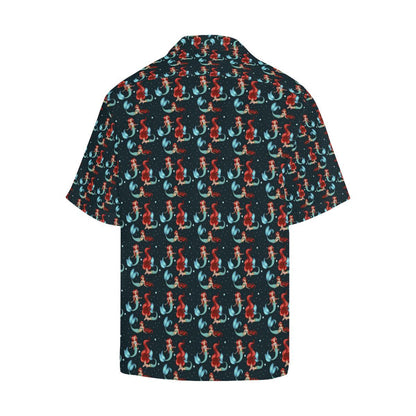 Mermaid Girl Themed Design Print Men Aloha Hawaiian Shirt