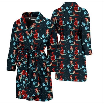 Mermaid Girl Themed Design Print Men Bath Robe-JTAMIGO.COM