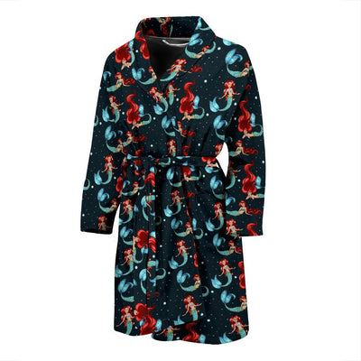 Mermaid Girl Themed Design Print Men Bath Robe-JTAMIGO.COM