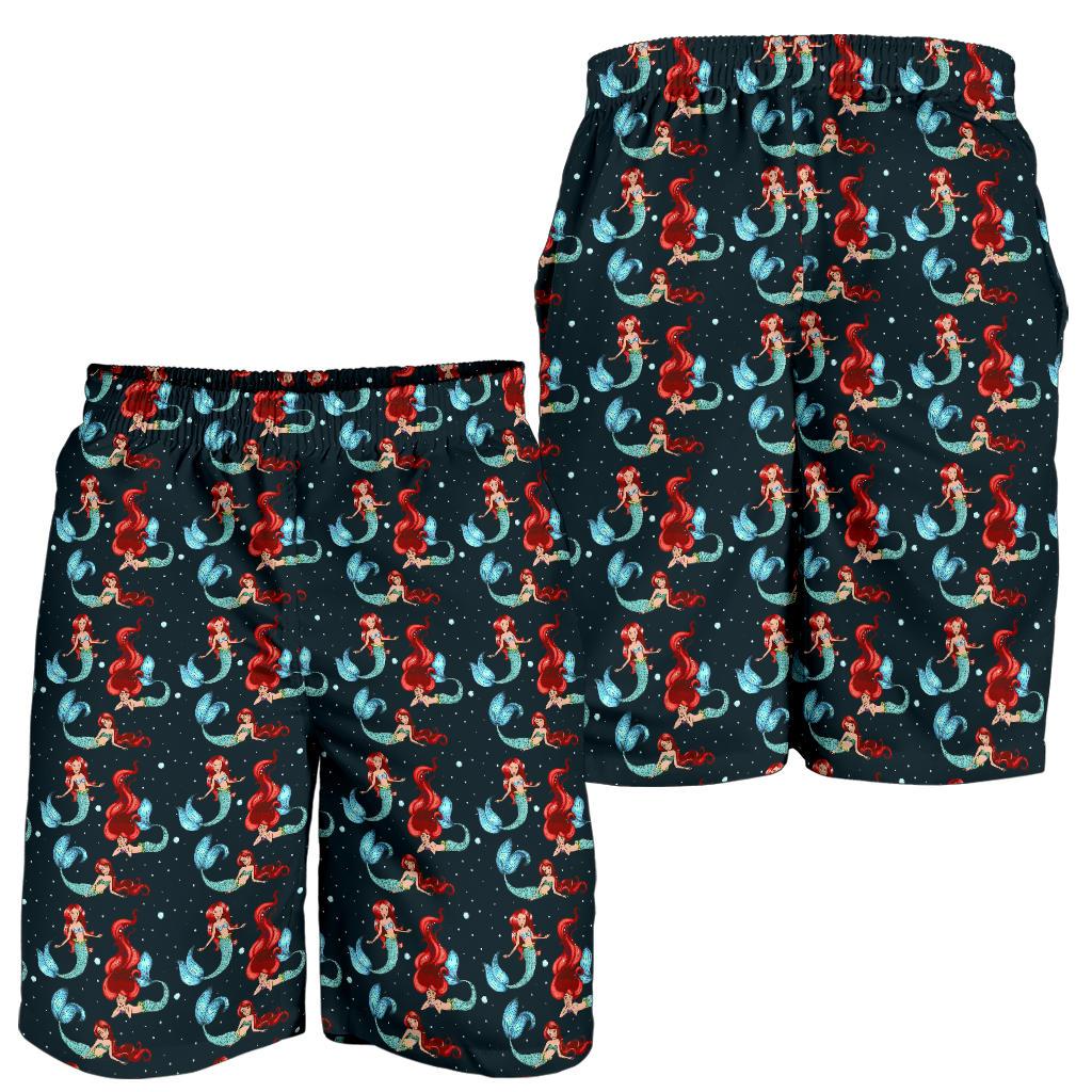 Mermaid Girl Themed Design Print Mens Shorts-JTAMIGO.COM