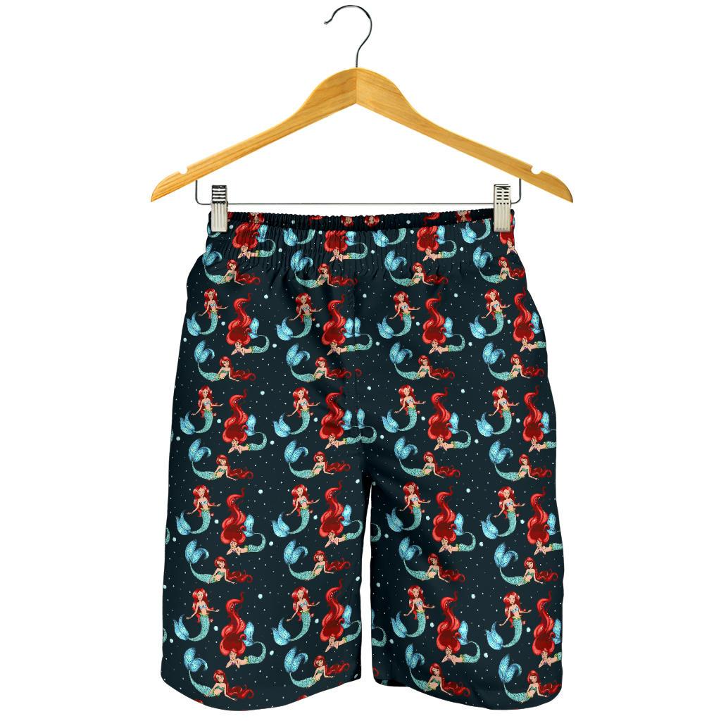 Mermaid Girl Themed Design Print Mens Shorts-JTAMIGO.COM