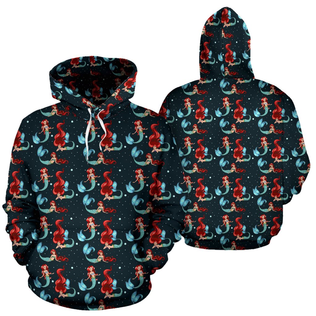 Mermaid Girl Themed Design Print Pullover Hoodie