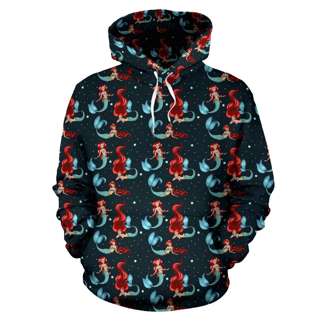 Mermaid Girl Themed Design Print Pullover Hoodie