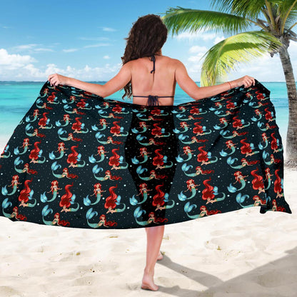Mermaid Girl Themed Design Print Sarong Pareo Wrap
