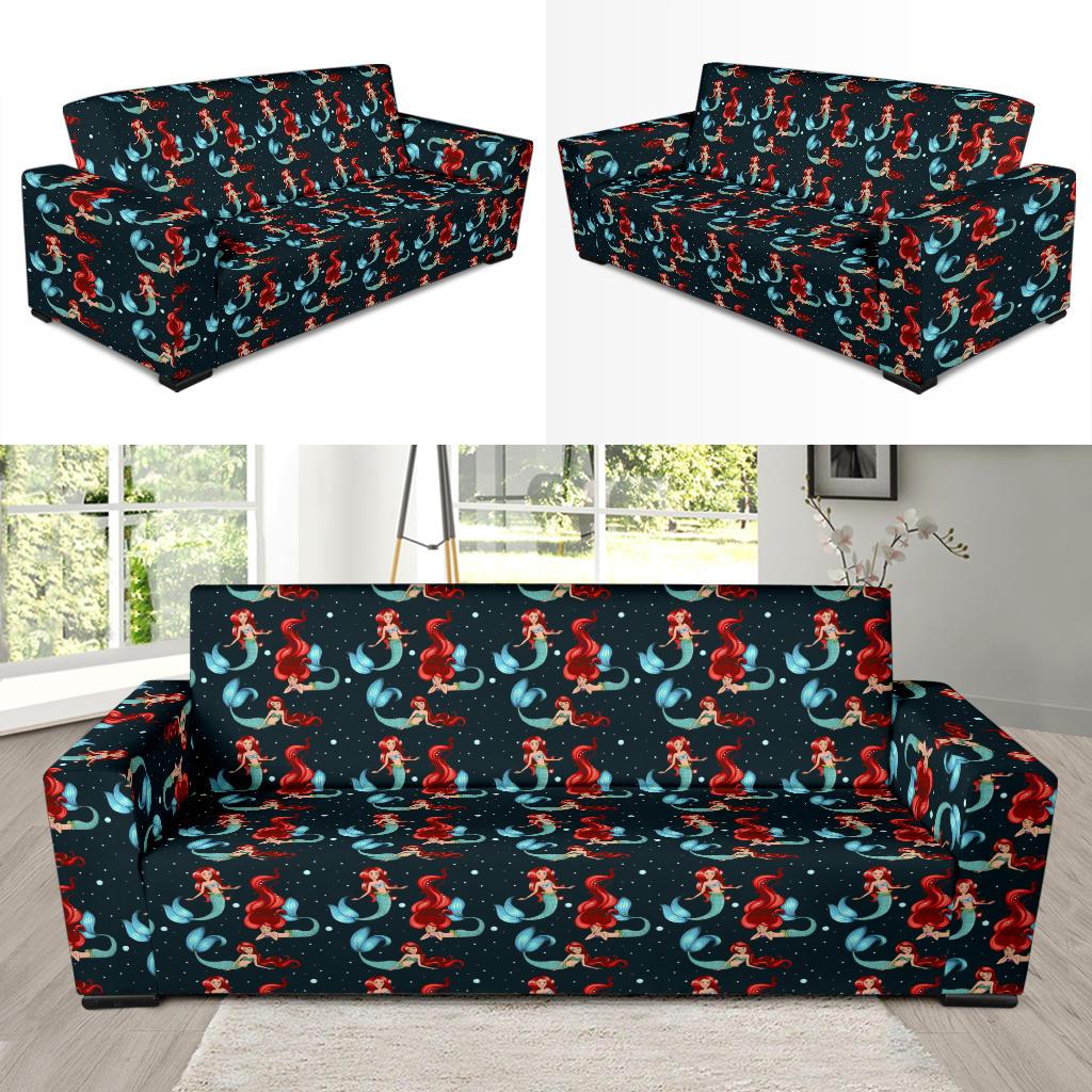 Mermaid Girl Themed Design Print Sofa Slipcover-JTAMIGO.COM