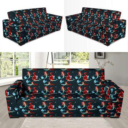 Mermaid Girl Themed Design Print Sofa Slipcover-JTAMIGO.COM