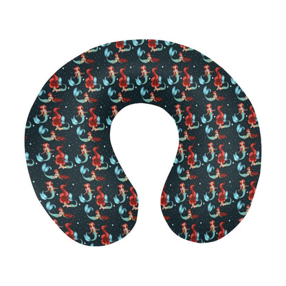 Mermaid Girl Themed Design Print U-Shaped Travel Neck Pillow-JTAMIGO.COM