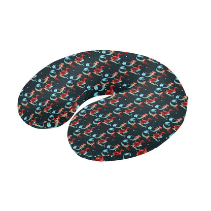 Mermaid Girl Themed Design Print U-Shaped Travel Neck Pillow-JTAMIGO.COM